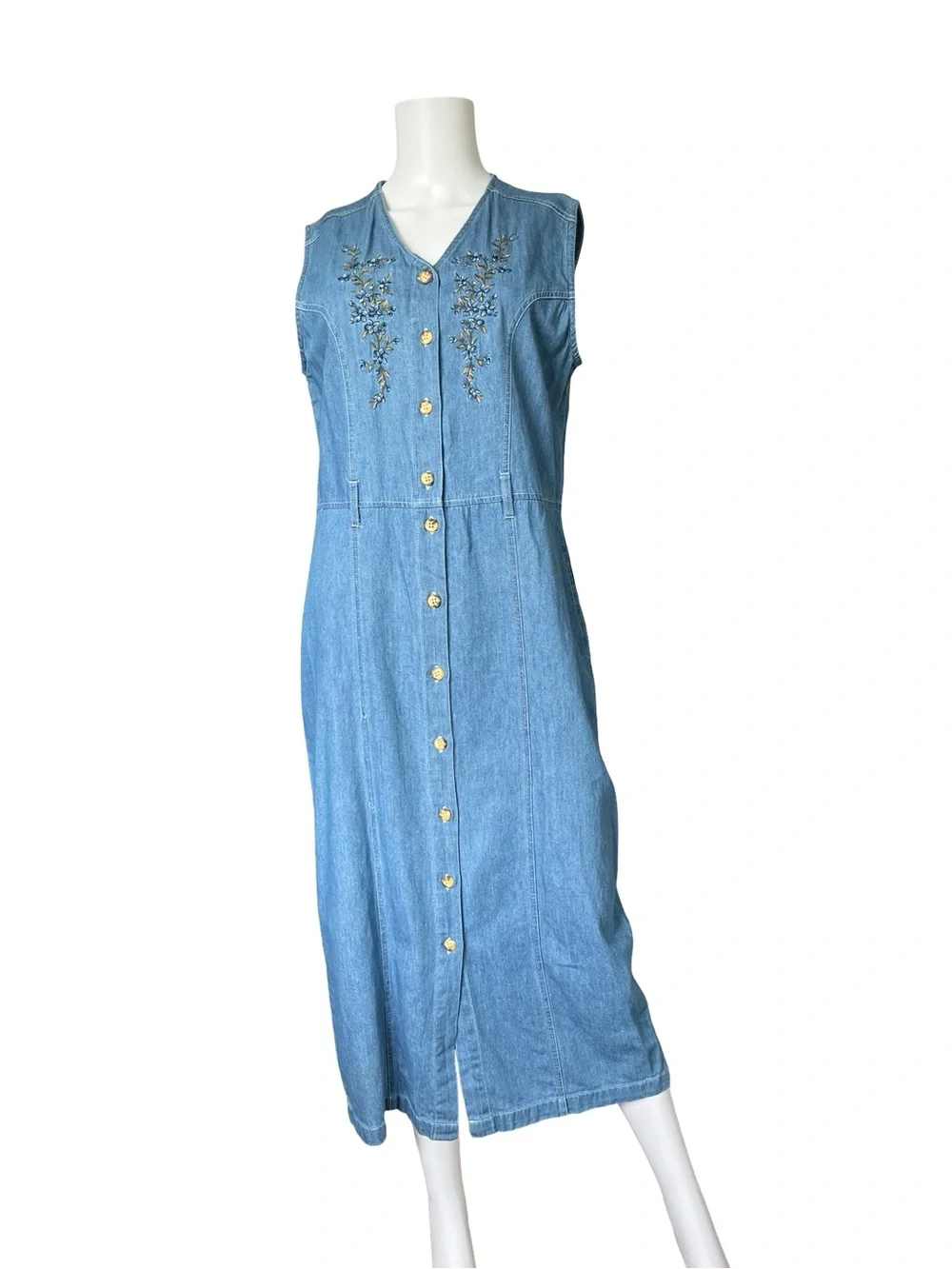 Vitnage 90s Capacity Midi Dress Button Front Sleeveless Cottagecore Size Medium